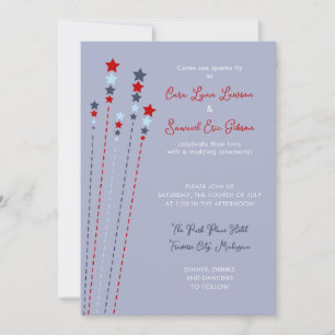 Sparks Fly Fourth of July Patriotic Wedding Invitation