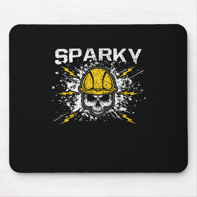 Sparky Grounded Voltage Electrician Lineman Skull Mouse Pad (Front)