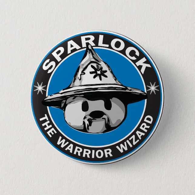 Sparlock the Warrior Wizard 6 Cm Round Badge (Front)