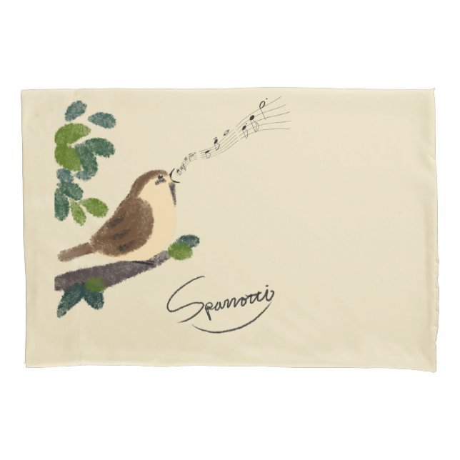 Sparrow スズメ Sparrotti スパロッティ Pillowcase (Front)