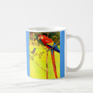 sparrow and parrot coffee mug