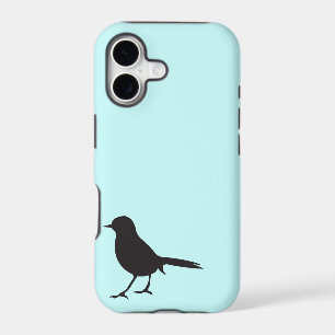 Sparrow bird black & white silhouette blue