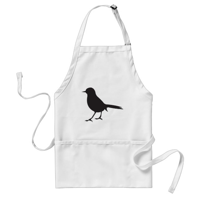 Sparrow bird black & white silhouette blue standard apron (Front)