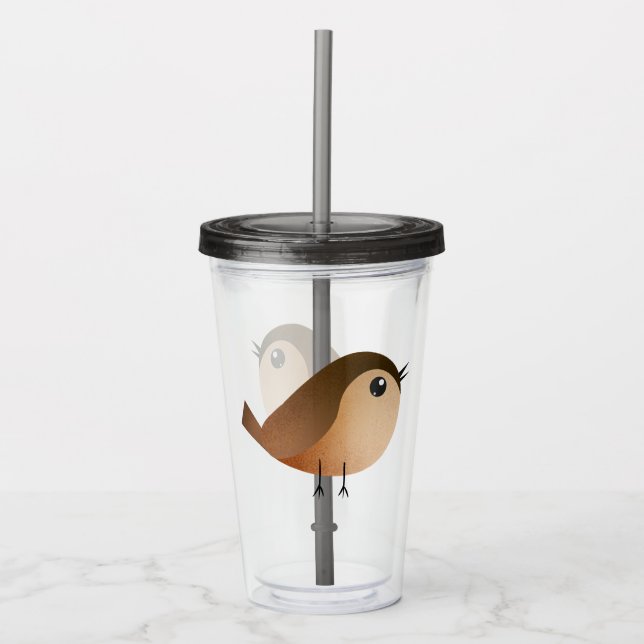 Sparrow Bird Cartoon  Acrylic Tumbler (Front)