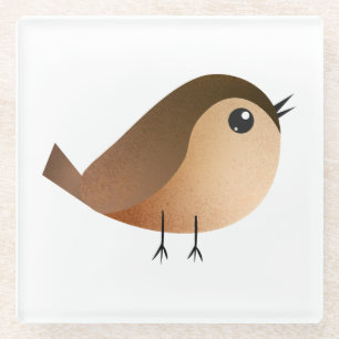 Sparrow Bird Cartoon  Glass Coaster