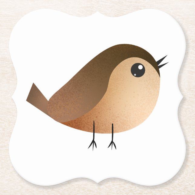 Sparrow Bird Cartoon   Paper Coaster (Front)