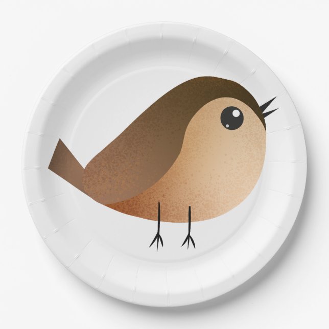 Sparrow Bird Cartoon   Paper Plate (Front)