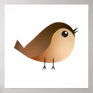 Sparrow Bird Cartoon  Poster
