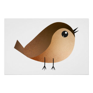 Sparrow Bird Cartoon  Poster