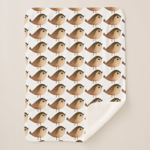 Sparrow Bird Cartoon Sherpa Blanket