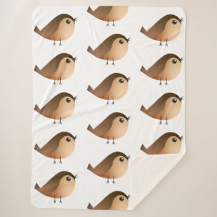 Sparrow Bird Cartoon Sherpa Blanket