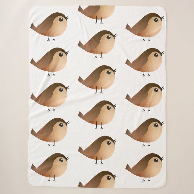 Sparrow Bird Cartoon Sherpa Blanket (Front)
