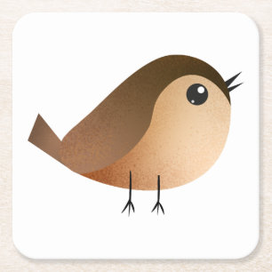 Sparrow Bird Cartoon Square Paper Coaster