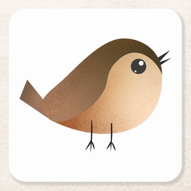 Sparrow Bird Cartoon   Square Paper Coaster (Front)