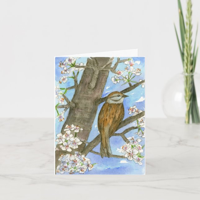 Sparrow Bird Nature Wildlife Watercolor Thank You (Front)