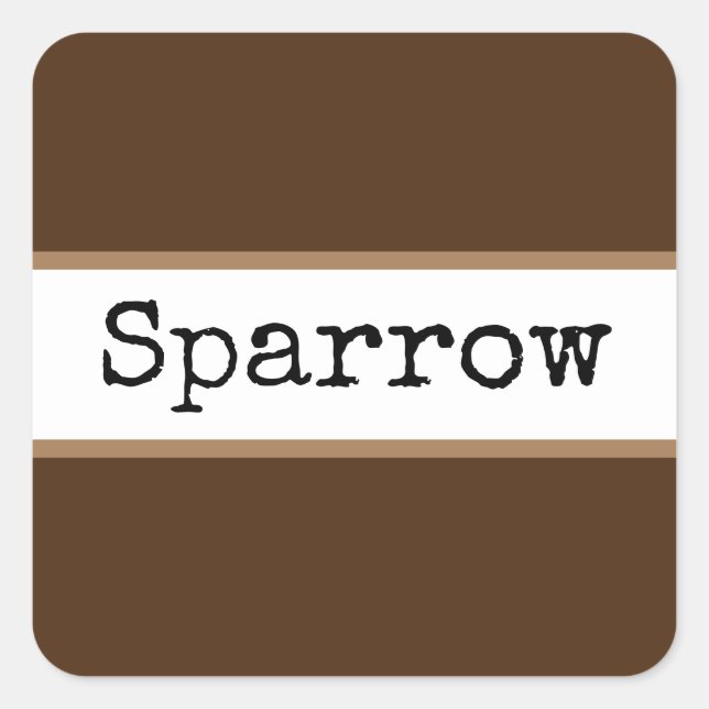 SPARROW Cocoa Brown White Stripes Retro Text Square Sticker (Front)