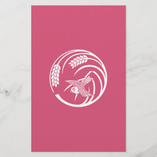 Sparrow in rice-plant circle stationery