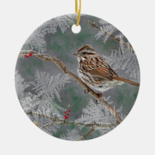 Sparrow  on twigs ornamant ceramic tree decoration