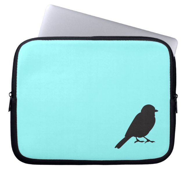 Sparrow silhouette chic blue swallow bird laptop sleeve (Front)