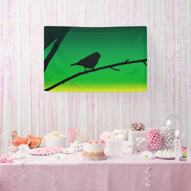 Sparrow Silhouette On Limonene Banner (Party)