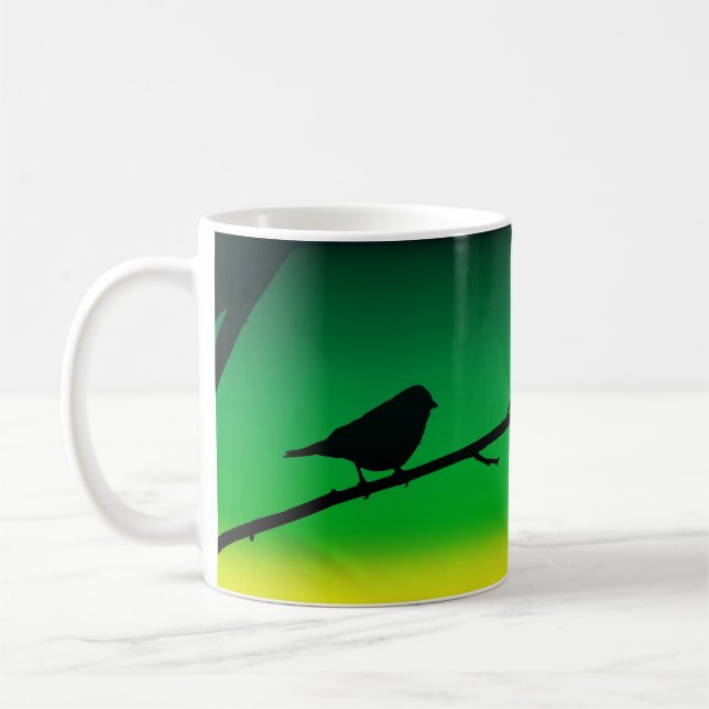 Sparrow Silhouette On Limonene Coffee Mug (Left)