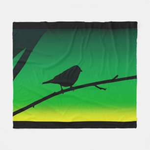 Sparrow Silhouette On Limonene Fleece Blanket