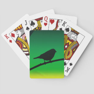 Sparrow Silhouette On Limonene Playing Cards