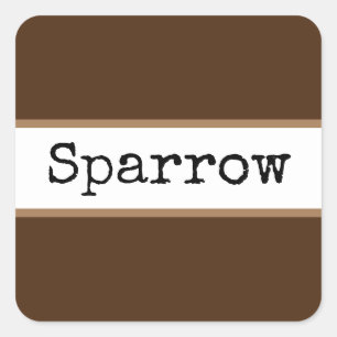 SPARROW Sweet Brown White Stripes Retro Text Square Sticker