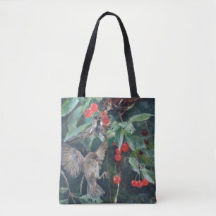 Sparrows in a Cherry Tree, Bruno Liljefors Tote Bag