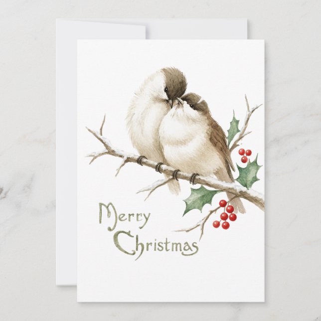 Sparrows on a Christmas Branch Invitation (Front)
