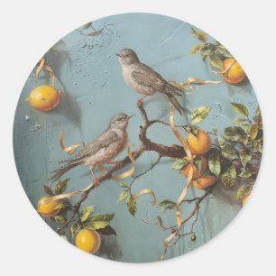 Sparrows - Round Stickers for Stationery