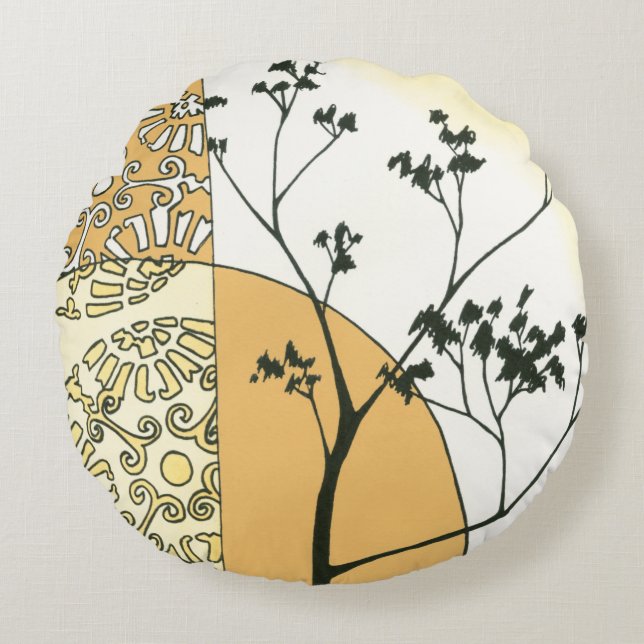 Sparse Tree Silhouette by Megan Meagher Round Cushion (Front)