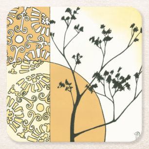 Sparse Tree Silhouette by Megan Meagher Square Paper Coaster