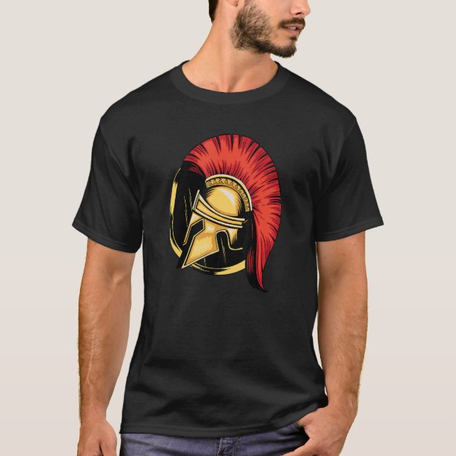 Sparta Helmet Warrior Spartacus Spartan  Molon Lab T-Shirt (Front)