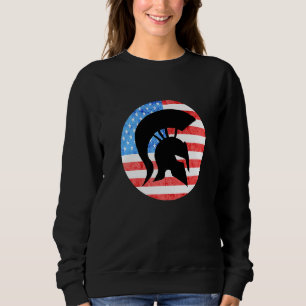 Sparta Soldier American Flag Usa Spartan Gladiator Sweatshirt