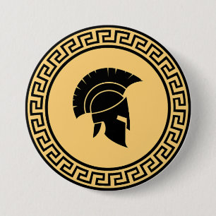 Spartan Helmet Badge - Bold Black & Gold Design