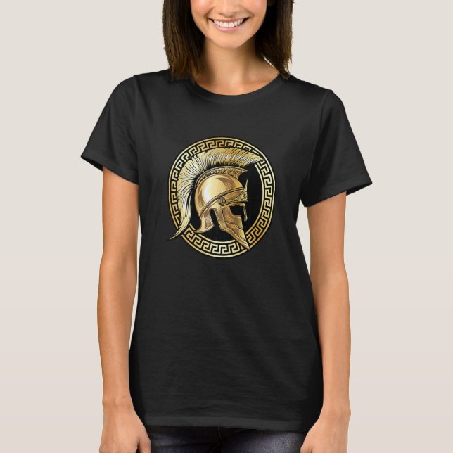 Spartan Helmet Gold Gladiator Sparta Greek Gym Wor T-Shirt (Front)