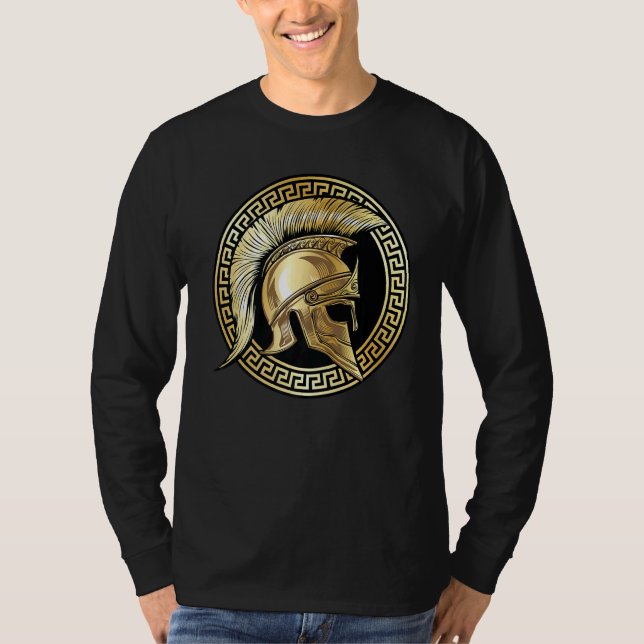 Spartan Helmet Gold Gladiator Sparta Greek Gym Wor T-Shirt (Front)