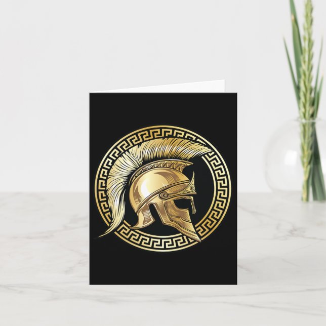 Spartan Helmet Gold Gladiator Sparta Greek Workout Card (Front)