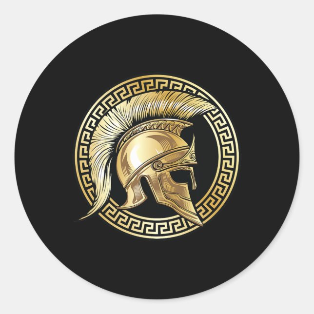 Spartan Helmet Gold Gladiator Sparta Greek Workout Classic Round Sticker (Front)