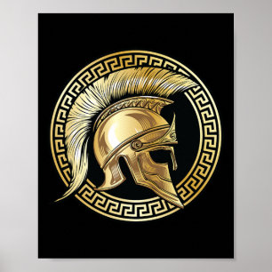 Spartan Helmet Gold Gladiator Sparta Greek Workout Poster