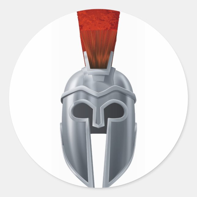 Spartan helmet illustration classic round sticker (Front)
