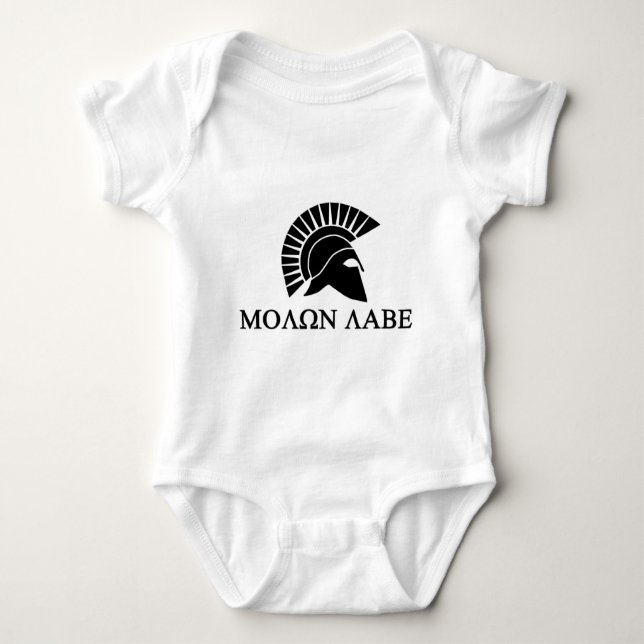 Spartan Helmet Molon Labe Baby Bodysuit (Front)