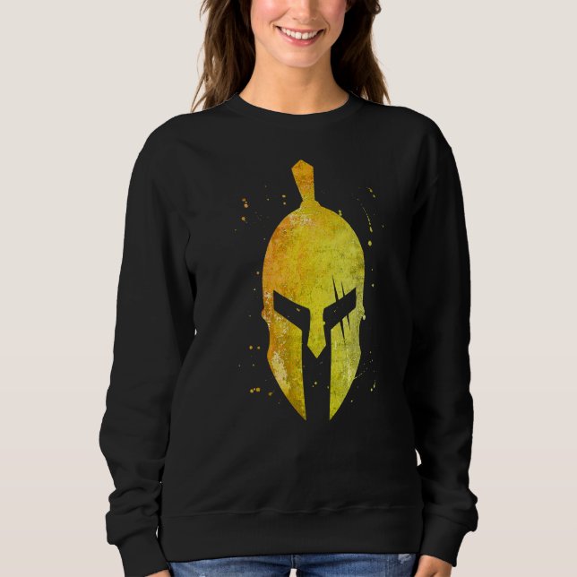 Spartan Helmet Symbol Gold Sparta Gladiator Workou Sweatshirt (Front)