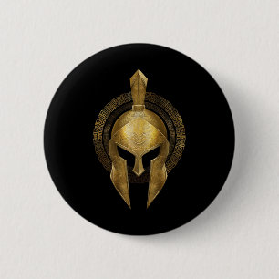 Spartan Helmet Warrior Gold Gladiator Sparta Greek 6 Cm Round Badge
