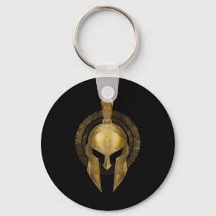 Spartan Helmet Warrior Gold Gladiator Sparta Greek Key Ring