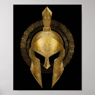 Spartan Helmet Warrior Gold Gladiator Sparta Greek Poster