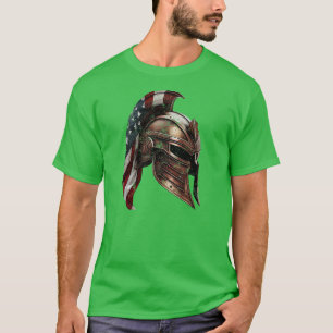 Spartan Helmet with an American Flag T-Shirt