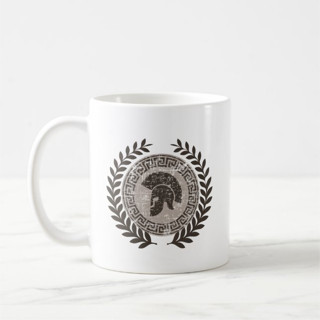 "Spartan Legacy – Ancient Warrior Emblem Design" Coffee Mug (Left)