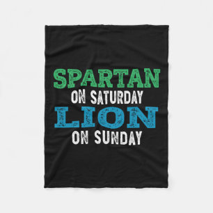 Spartan On Saturday Lion On Sunday Football Fans V Fleece Blanket